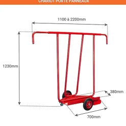 Chariot porte panneaux 400kg - Roues caoutchouc - 800008414
