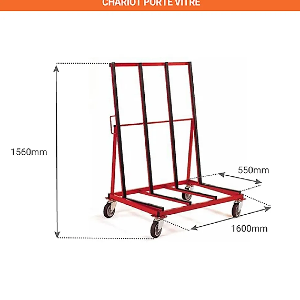 Chariot porte vitres 1 côté - charge max 500kg - ZAUF15D4N
