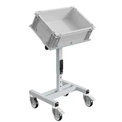 Chariot porte-bac inclinable et réglable - Plateau 610x140mm - Gris clair - Bac Europe - W020020011-GC