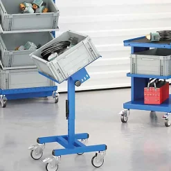 Chariot porte-bac inclinable et réglable - Plateau 610x140mm - Gris clair - Bac Europe - W020020011-GC