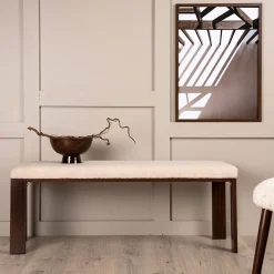 Chester - Banc en tissu bouclette et bois L120cm - Écru