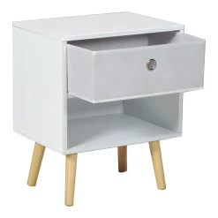 Chevet + 1 tiroir tissu INDIANA / Blanc