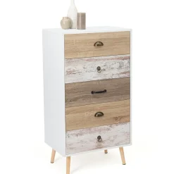 Chiffonnier 5 tiroirs BAHIA 60 cm scandinave commode semainier