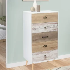 Chiffonnier 5 tiroirs BAHIA 60 cm scandinave commode semainier
