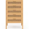 Chiffonnier 5 tiroirs EDHEN 60 cm bois et cannage