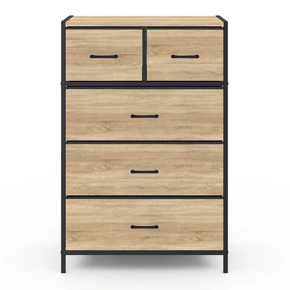 Chiffonnier 5 tiroirs en tissu UTAH 60 cm commode semainier design industriel