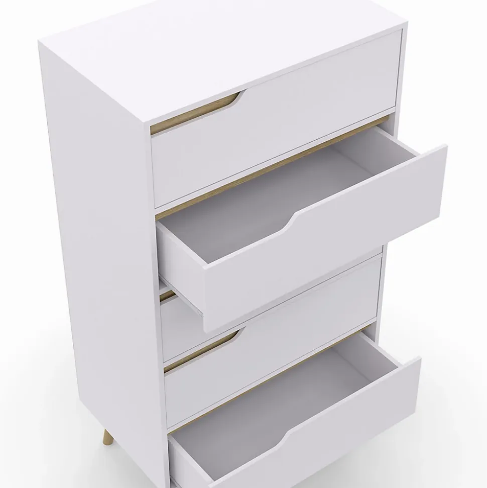 Chiffonnier 5 tiroirs HELSINKI 60 cm scandinave blanc commode semainier