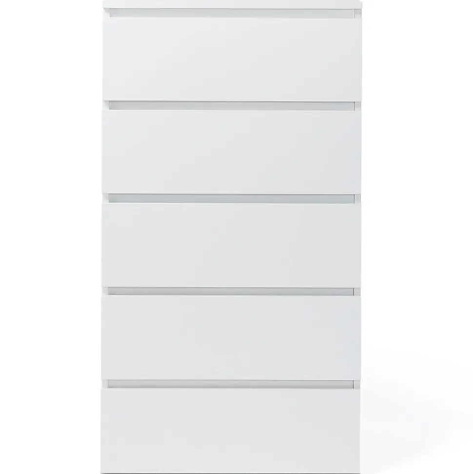 Chiffonnier 5 tiroirs TOMI 60 cm commode semainier bois blanc