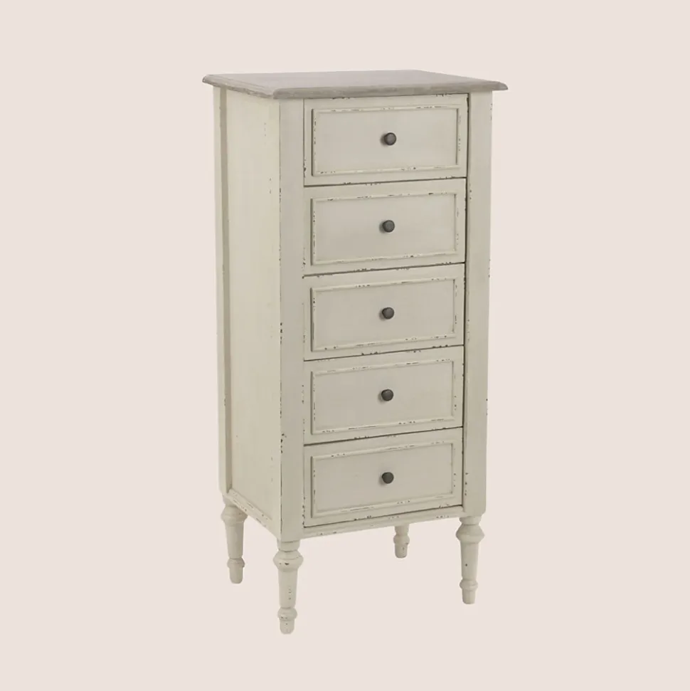 Chiffonnier baroque en bois 5 tiroirs - NEYLA
