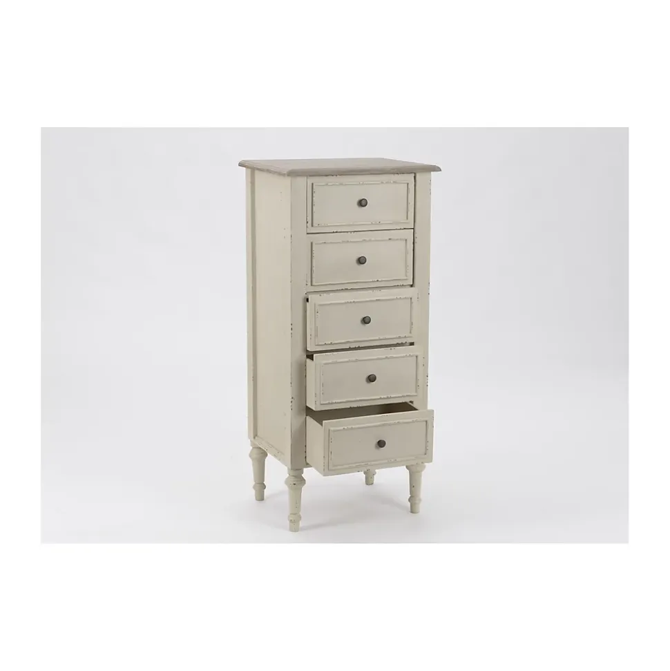 Chiffonnier baroque en bois 5 tiroirs - NEYLA