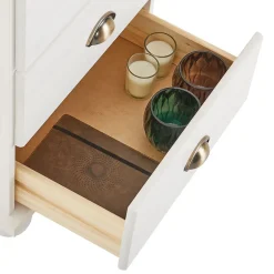 Chiffonnier COLMAR en pin massif lasuré blanc, avec 6 tiroirs