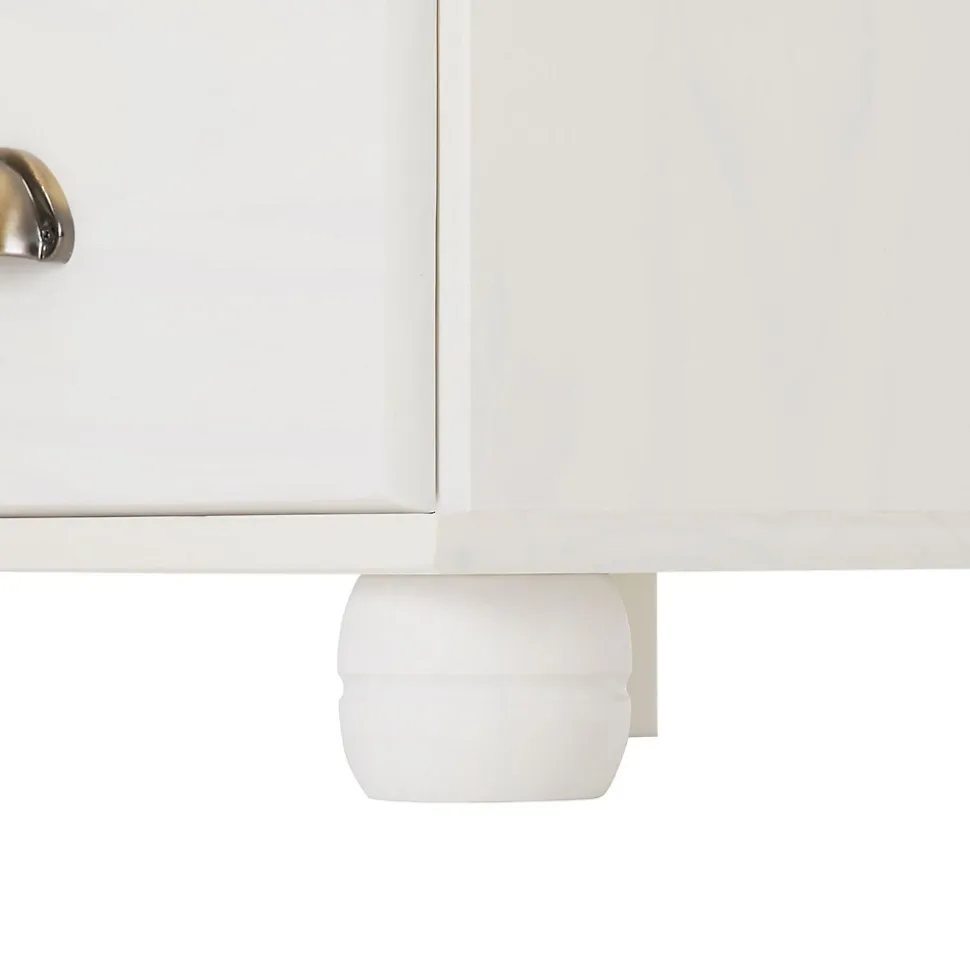 Chiffonnier COLMAR en pin massif lasuré blanc, avec 6 tiroirs