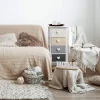 Chiffonnier Commode 5 Tiroirs Bois Blanc Beige Gris 87x37x27