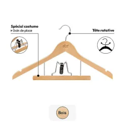 Cintre à costume beige en bois - Beige- 5five