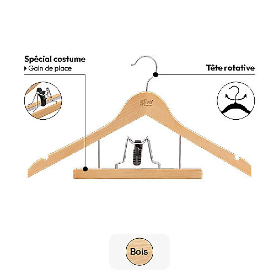 Cintre à costume beige en bois - Beige- 5five