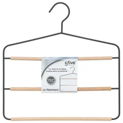 Cintre 3 pantalons en métal/bois - Blanc - 5five