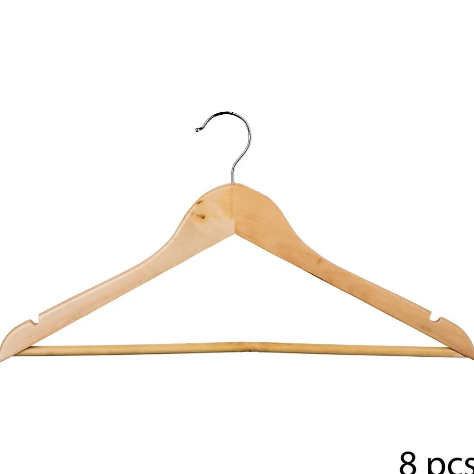Cintres en bois - FIVE - Lot de 8 - Beige - 45 cm - Manteau