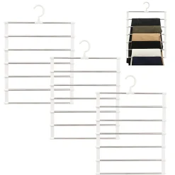 Cintres pantalons lot de 3 pliables en acier inox antidérapant, 7 couches, crochet 360, pour vêtements et accessoires