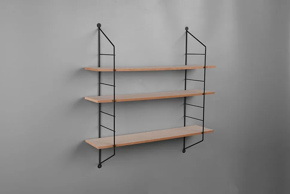 Clara - Étagère murale - Noir - 60x14,5x62cm