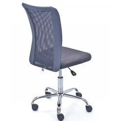 CLIDE - Chaise de Bureau Enfant Tissu Gris et Pieds Chromés