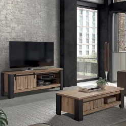 CLODIUS - Ensemble Salon Meuble TV et Table Basse 1 Tiroir et 1 Niche