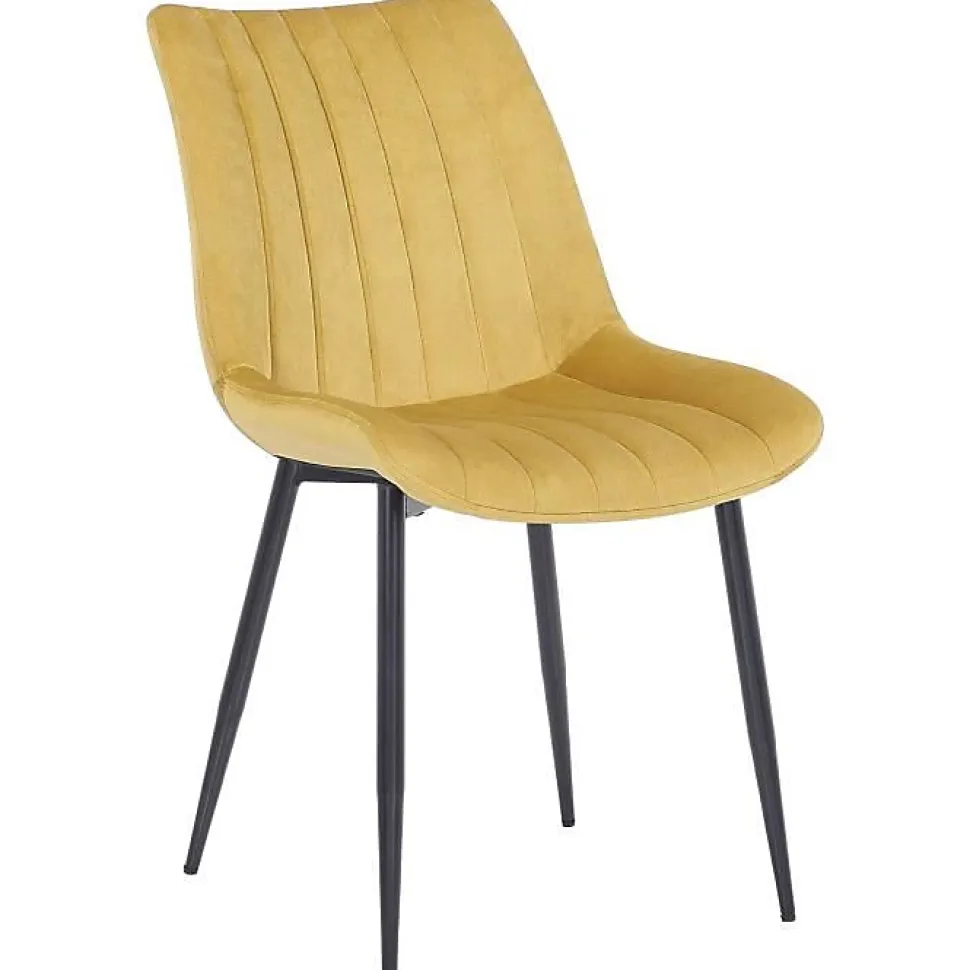 -CLP-Lot de 2 Chaises de salle à manger Rahden en Velours avec Piètement en métal noir-Array