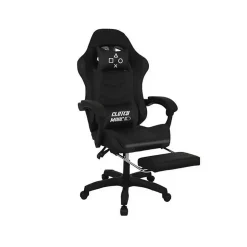 Clutch - Chaise de Gaming Ergonomique avec Coussin Lombaire, Appuie-tête et Repose-pieds en PVC Noir
