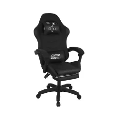 Clutch - Chaise de Gaming Ergonomique avec Coussin Lombaire, Appuie-tête et Repose-pieds en PVC Noir