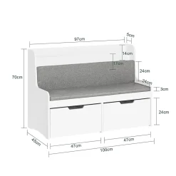 Coffre à Jouets Banc de Rangement avec Bibliothèque et Coussin KMB66-W SoBuy