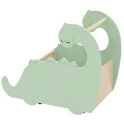 Coffre à jouets design dino bibliothèque bois à roulettes chambre d'enfant