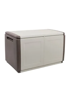 Coffre Andra, Coffre polyvalent, Coffre de rangement, Boîte de rangement, 100% Made in Italy, 96x53h57 cm, Beige et Marron
