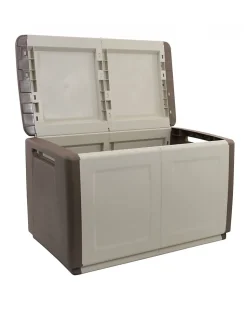 Coffre Andra, Coffre polyvalent, Coffre de rangement, Boîte de rangement, 100% Made in Italy, 96x53h57 cm, Beige et Marron