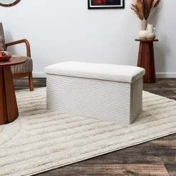 Coffre banc pliable en velours côtelé Scott