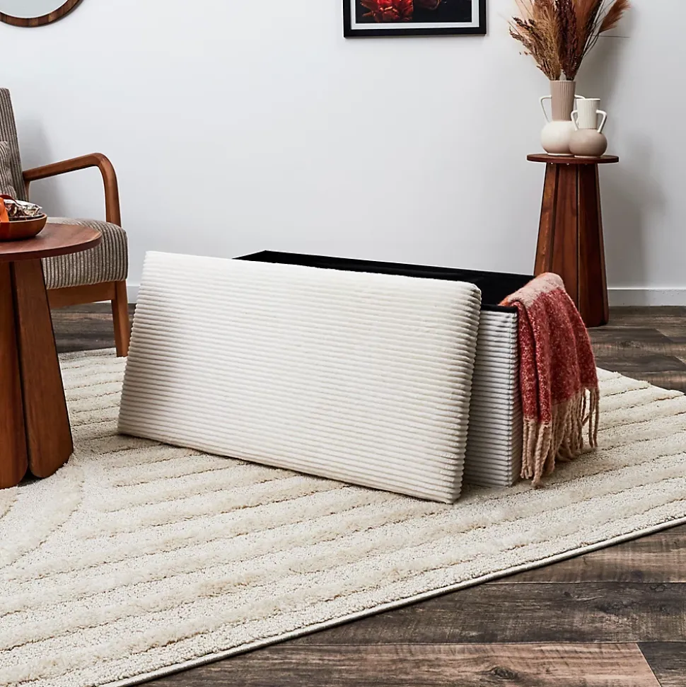 Coffre banc pliable en velours côtelé Scott