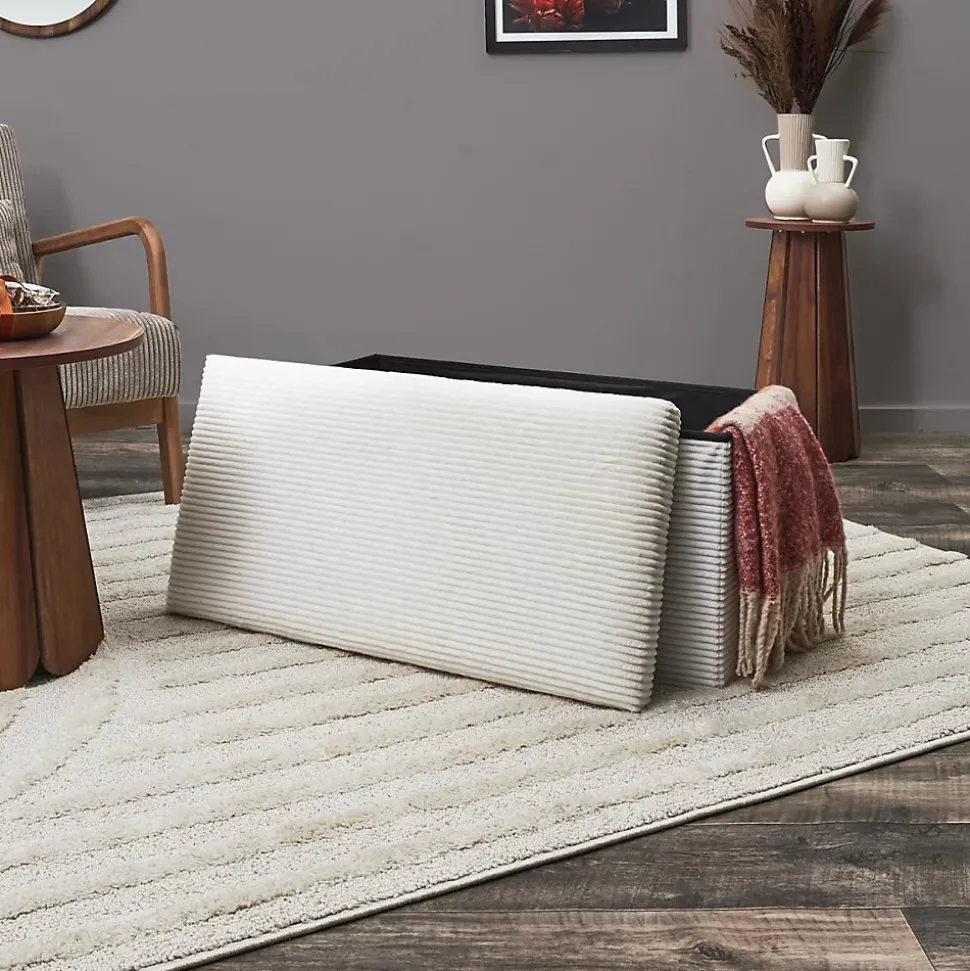 Coffre banc pliable en velours côtelé Scott