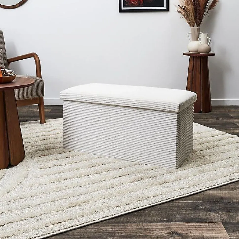 Coffre banc pliable en velours côtelé Scott