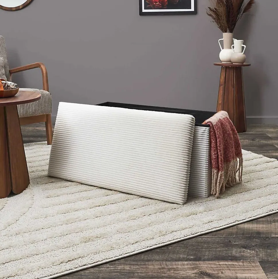 Coffre banc pliable en velours côtelé Scott
