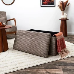 Coffre banc pliable en velours côtelé Scott