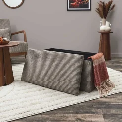 Coffre banc pliable en velours côtelé Scott