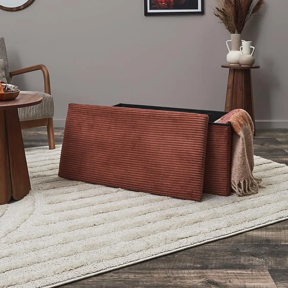 Coffre banc pliable en velours côtelé Scott