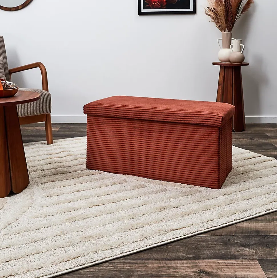 Coffre banc pliable en velours côtelé Scott
