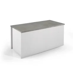 Coffre Blanc Avec Siège À Effet Béton Et Compartiment De Rangement