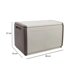 Coffre Brakel, Coffre polyvalent, Coffre de rangement, Boîte de rangement, 100% Made in Italy, 96x53h57 cm, Beige et Marron
