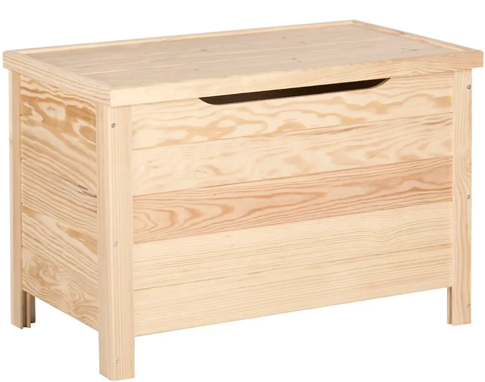 Coffre de rangement en pin massif avec pieds carrés 48x70x40cm