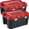 Coffre de rangement en plastique noir et rouge Curver Totem 140 l vendu par 2