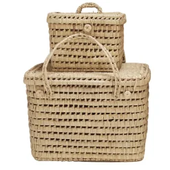 Coffre de rangement feuille de palmier (25x20x25 cm - Naturel)