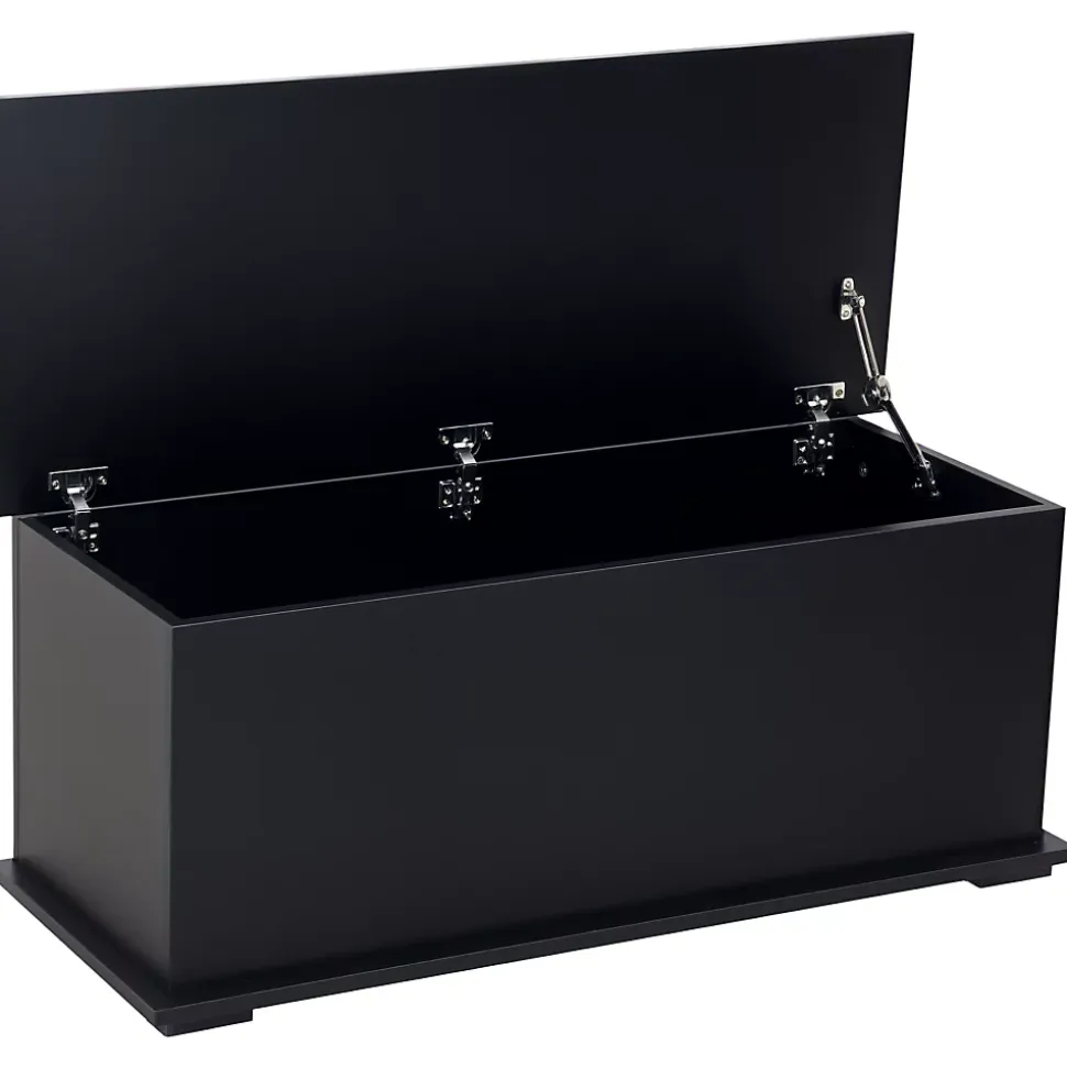 Coffre malle de rangement coffre à jouets dim. 100L x 40l x 40H cm panneaux particules noir