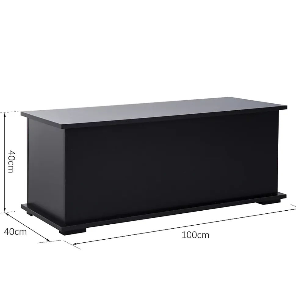Coffre malle de rangement coffre à jouets dim. 100L x 40l x 40H cm panneaux particules noir