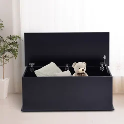 Coffre malle de rangement coffre à jouets dim. 100L x 40l x 40H cm panneaux particules noir
