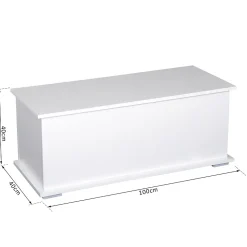 Coffre malle de rangement coffre à jouets dim. 100L x 40l x 40H cm panneaux particules blanc